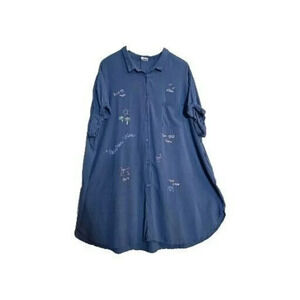 Jasmine& Ginger Woman Blue Casual Button Down Shirtdress Size XL Vacation Vibes